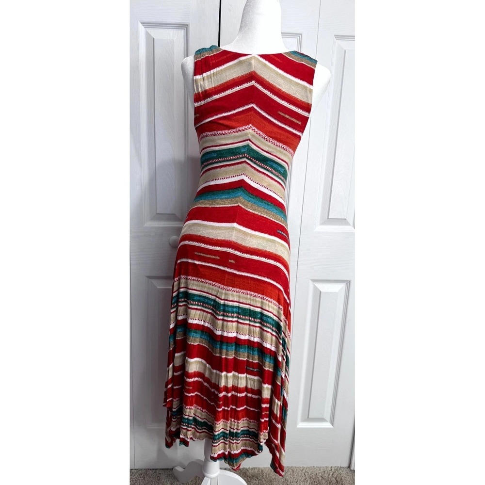 Ralph Lauren Striped Fit & Flare Handkerchief Dress Women's Medium Multi V-Neck - Picture 3 of 7